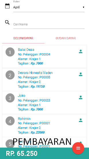 Aplikasi Pencatatan Air PAM versi Mobile